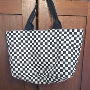 Canvelle Limited Black And White Checkered Large Tote